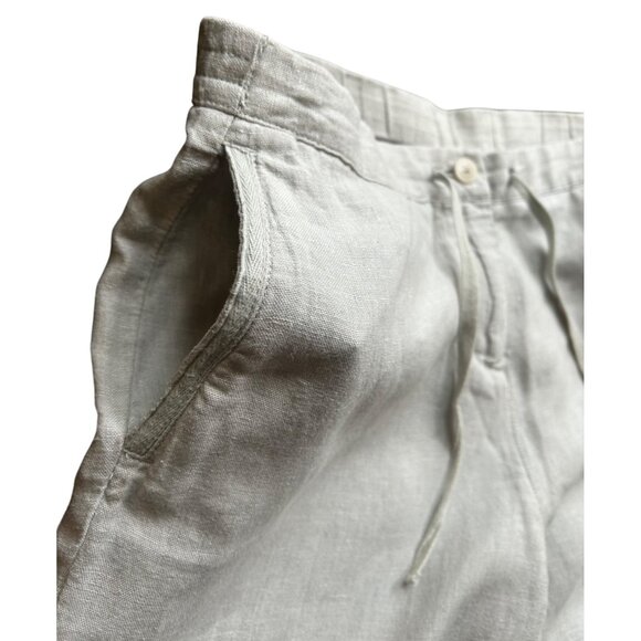 Boden Linen Modern Casual Pants Natural Gray Adj Hem Pockets Relaxed Fit Sz 6L - Picture 9 of 12